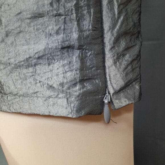 Vintage 90s Sleeveless Corset Top Juniors 13 Silver Black Trim Bow Lace Up - Picture 6 of 11